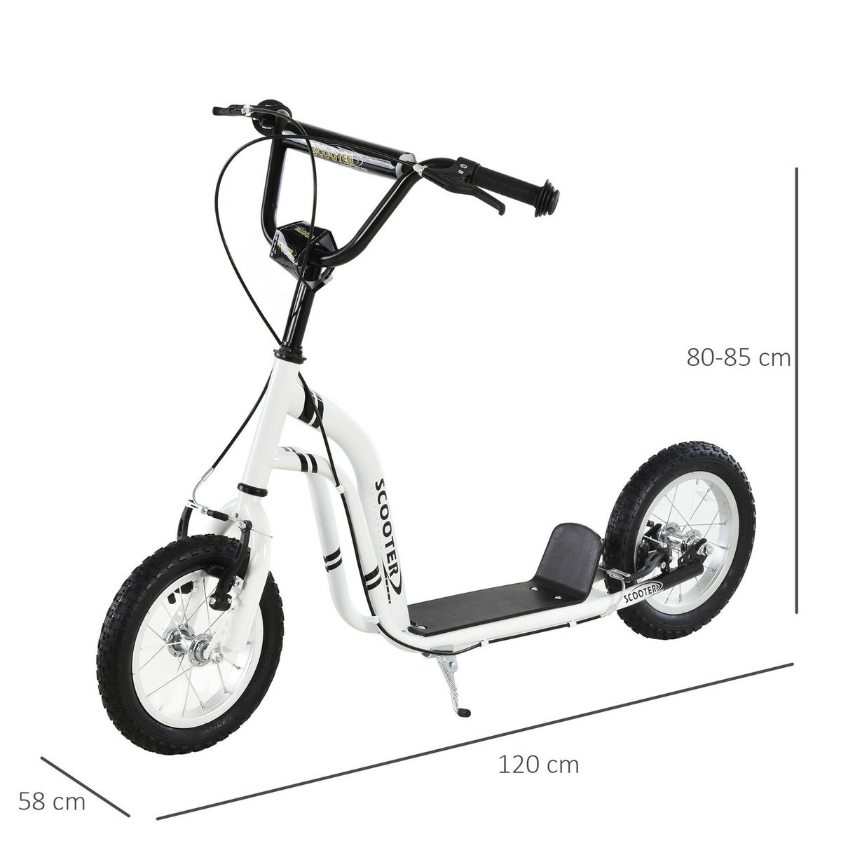KINDERROLLER ab 5 Jahre Scooter Kinderscooter Tretroller Cityroller Weiß - Weiß, Metall (120/58/95cm) - HOMCOM