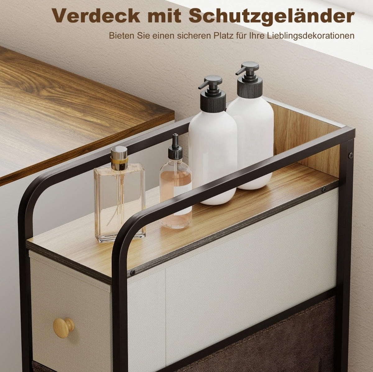 KOMMODE 20/47/84,5 cm aus Vliesstoff mit 4 Schubladen Mehrfarbig - Multicolor, Textil (20/84.5/47cm) - Modenvie