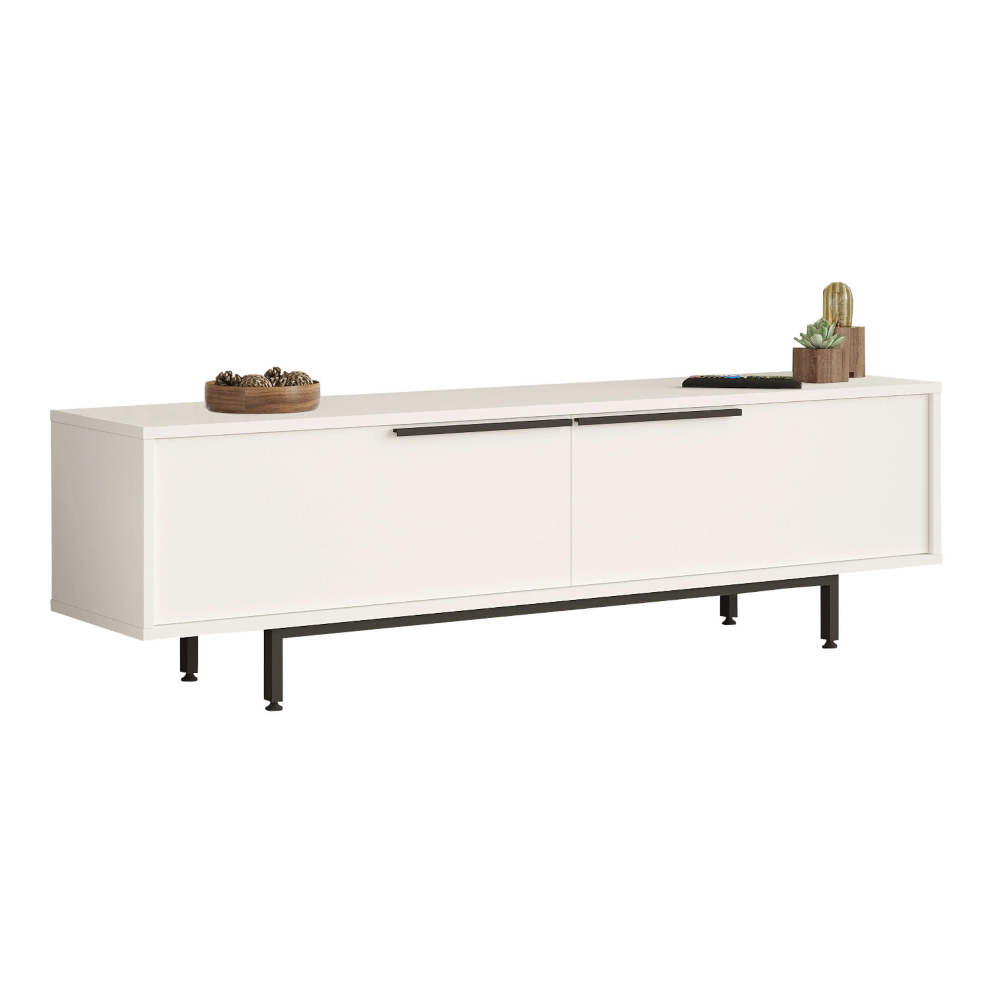 TV-ELEMENT Urejovle - Schwarz/Weiß, Holzwerkstoff/Metall (160/45/35.5cm) - [en.casa]