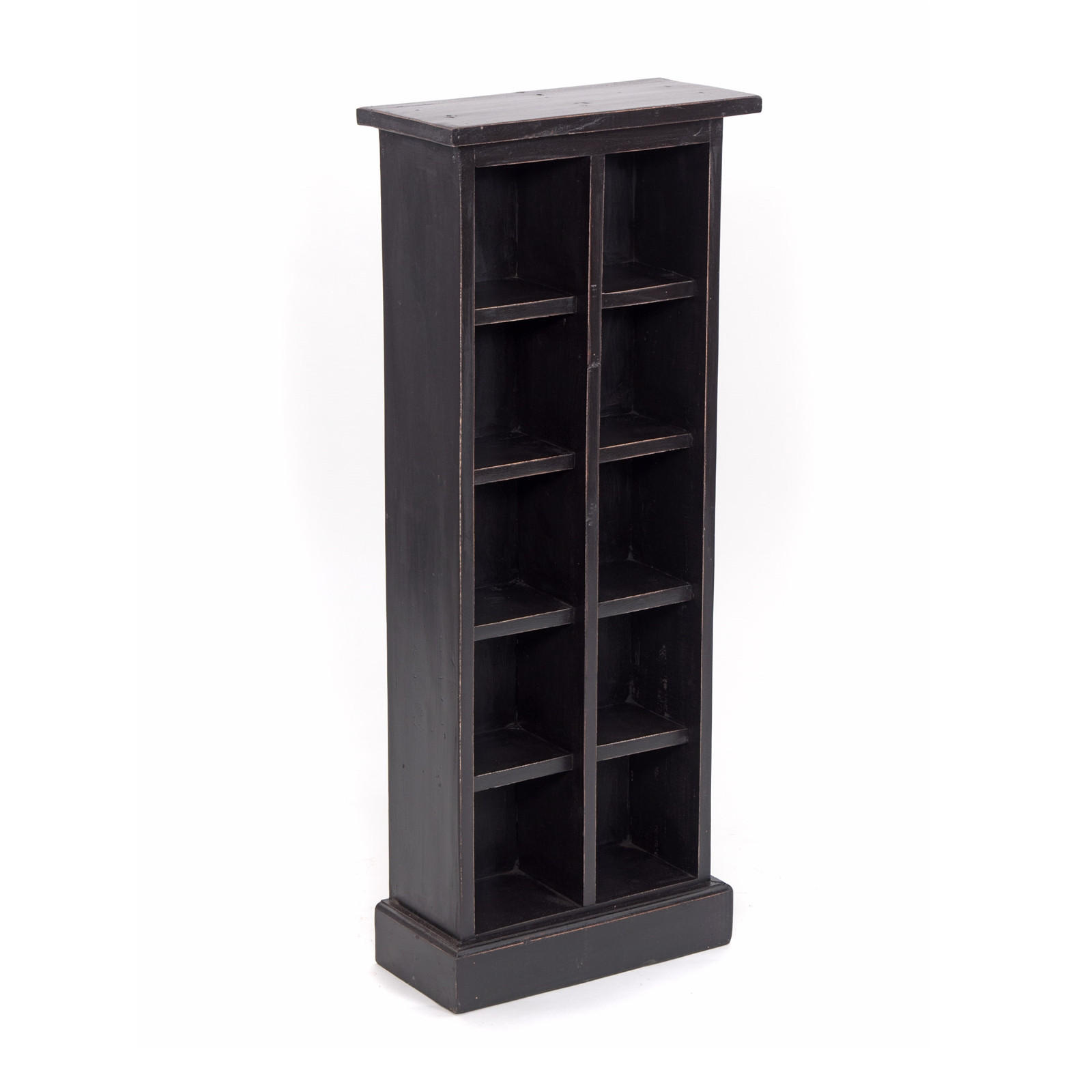 CD & BÜCHERREGAL NATURE Recyclingholz massiv, mit 10 Fächern 09 voodoo - schwarz - Schwarz, Holz (36/94/17cm) - DESIGN DELIGHTS