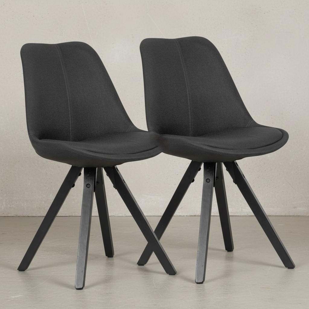 ESSZIMMERSTUHL Stoffbezug mit Holzgestell Modern gepolstert, Grau 49x52x87 cm - Schwarz/Grau, Holz/Textil (49/87/52cm) - KADIMA DESIGN