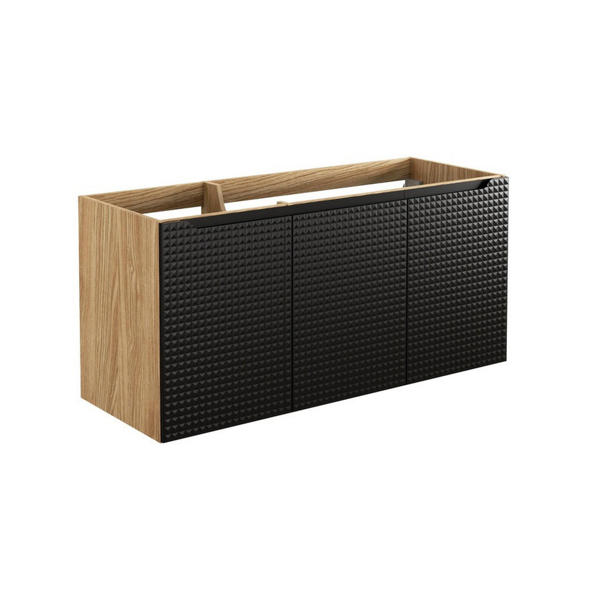 BADMÖBEL-SET 8 Teile - Luxor Black L BM111 in Schwarz/Geölte Eiche - Eichefarben/Schwarz, Holz (120/170/46cm)
