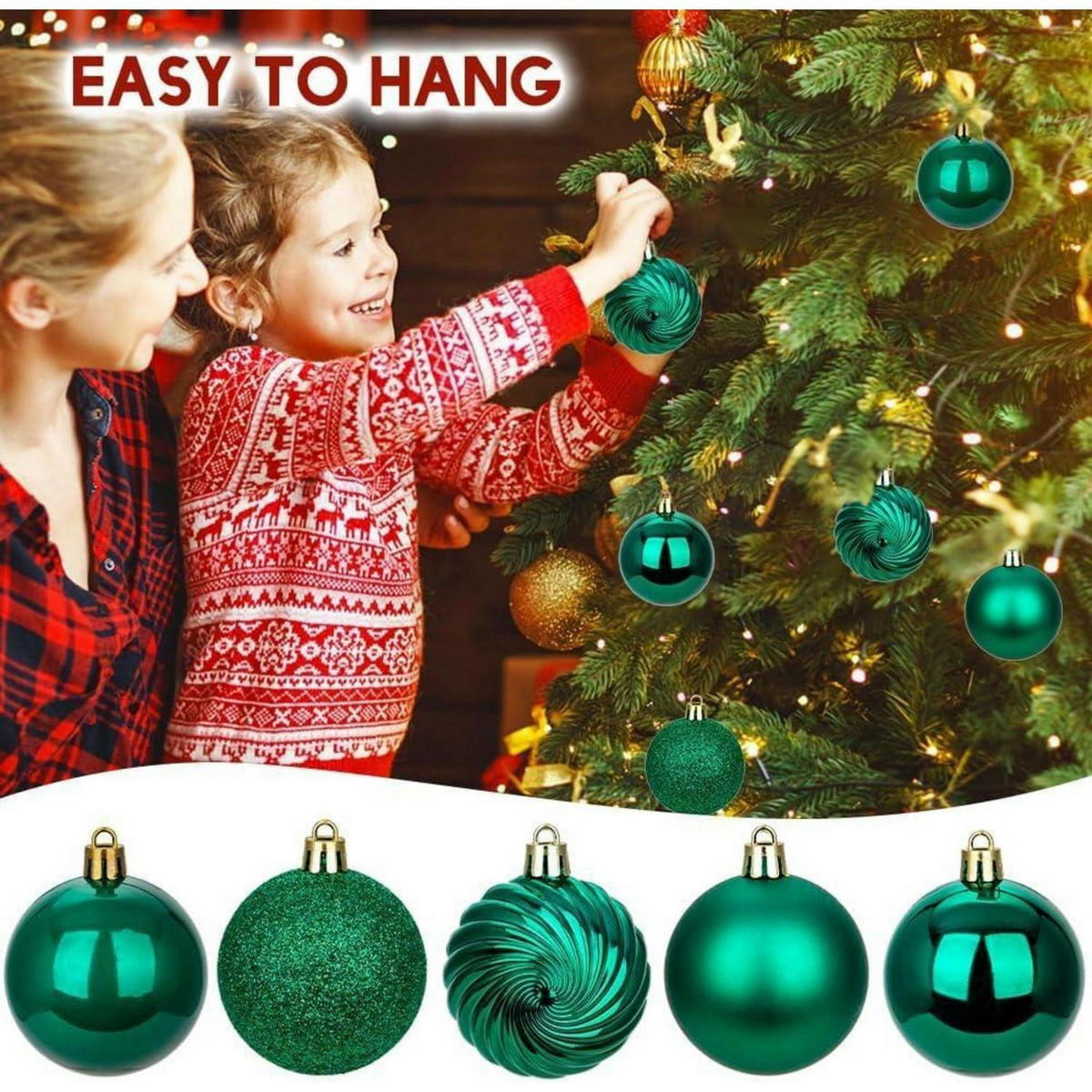 WEIHNACHTSKUGELN 25-teiliges Set 6 cm Dunkelgrün Bruchsicher Kunststoff - Grün, Kunststoff (6/6/6cm)