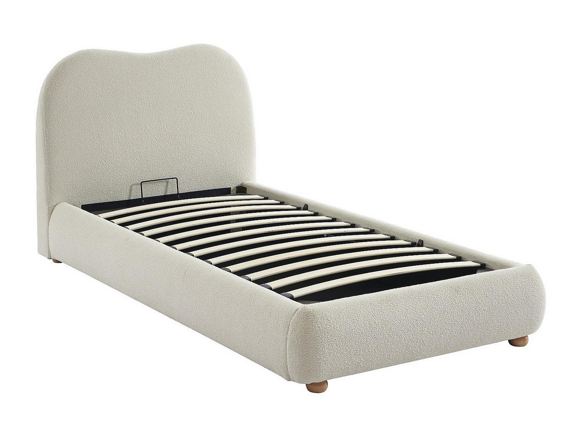 BETT mit Bettkasten - 1 Person - stoff - weiß Vanari - Weiß, Textil (90/190cm) - Vente-Unique