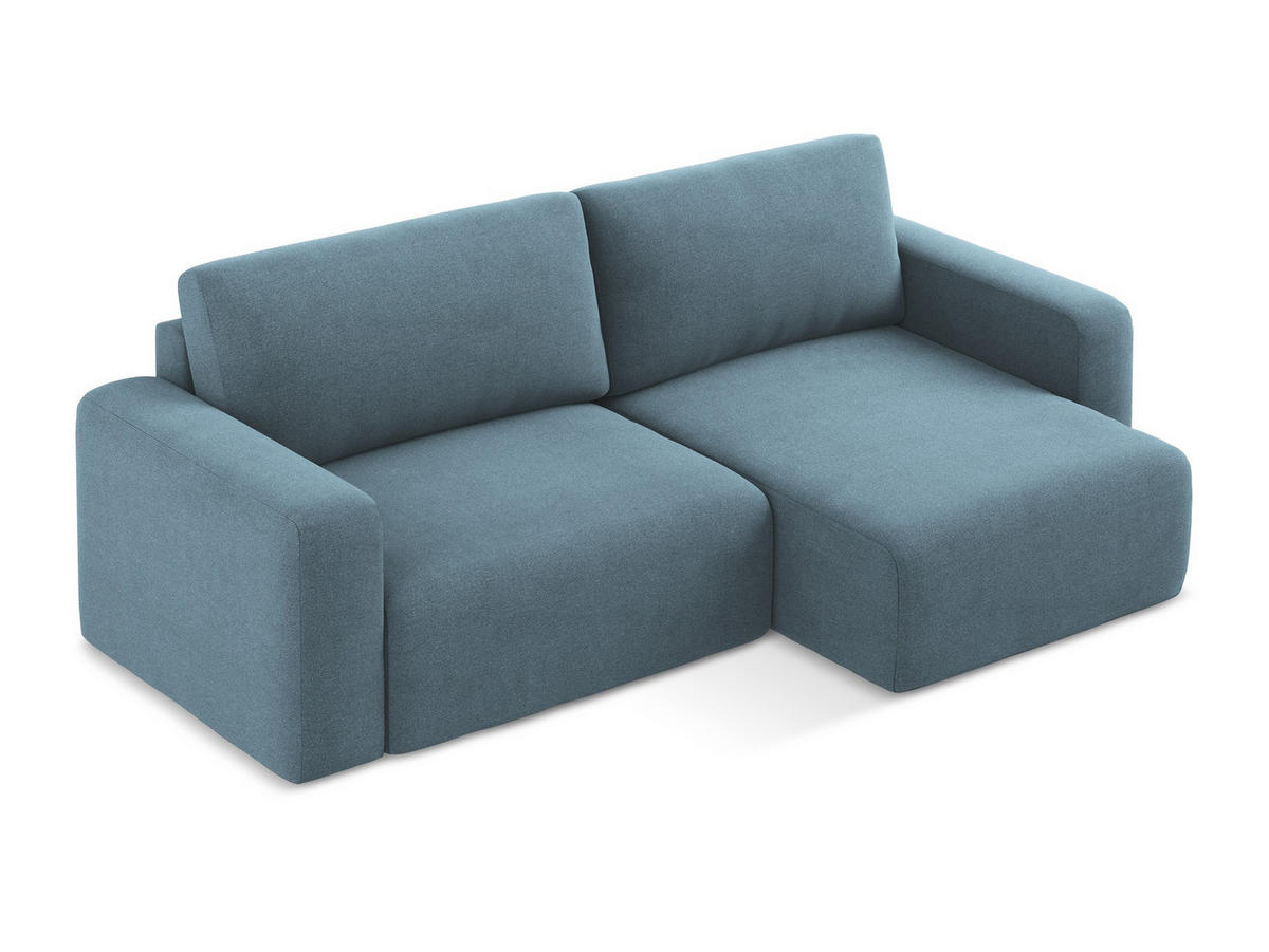 ECKSOFA mit Schlaffunktion rechts Strukturstoff Stoff Blau - Blau/Schwarz, Kunststoff/Textil (244/149cm) - Makamii