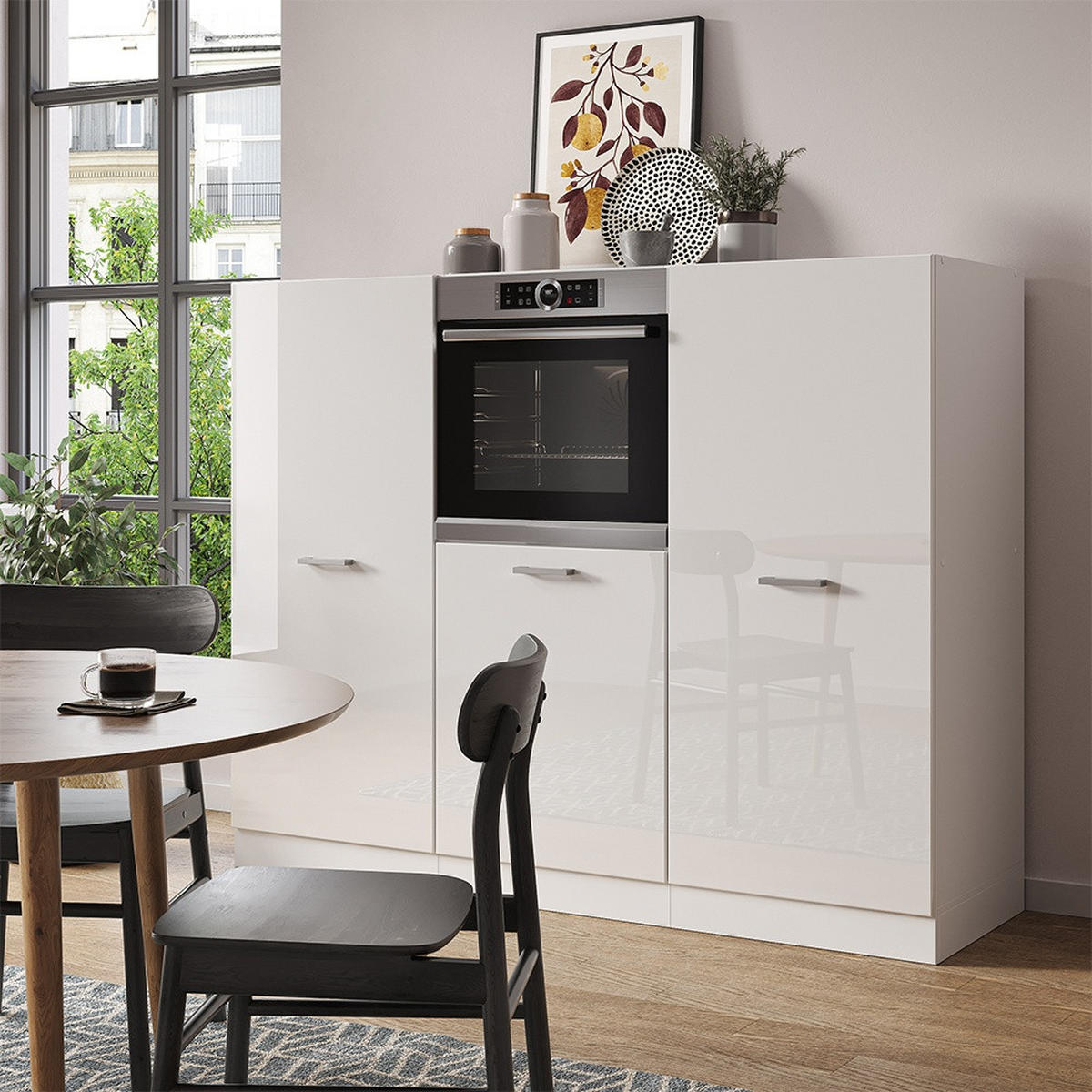 KUHINJSKI BLOK R-Line Bela visok sijaj/bela 180 cm brez delovne plošče - bela/visoki sijaj, leseni material (180/143/46cm) - Vicco