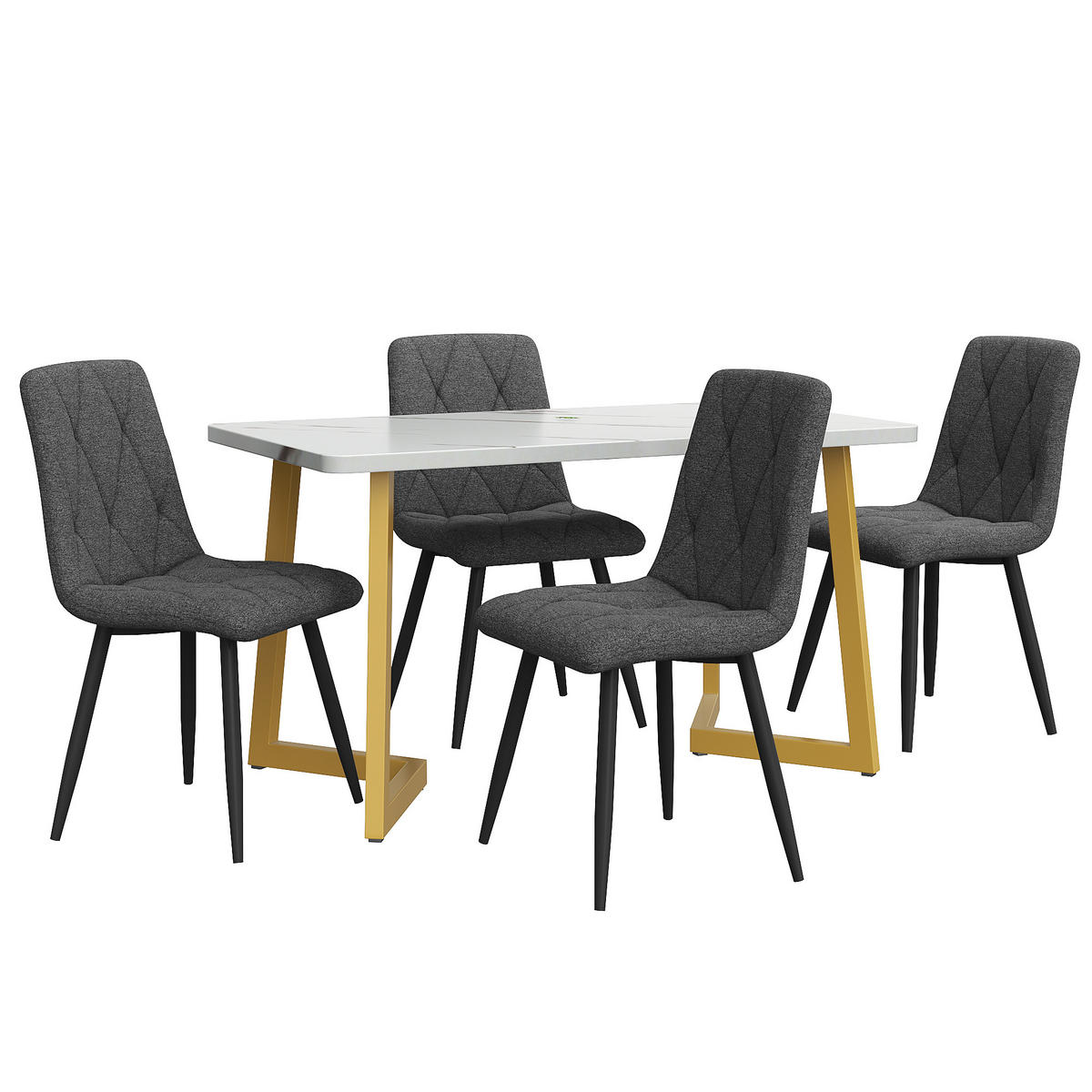 JÍDELNÍ SESTAVA 117x68cm 4 Židle Šedá Zlatá - různobarevná, kompozitní dřevo (117/75/68cm) - FLIEKS