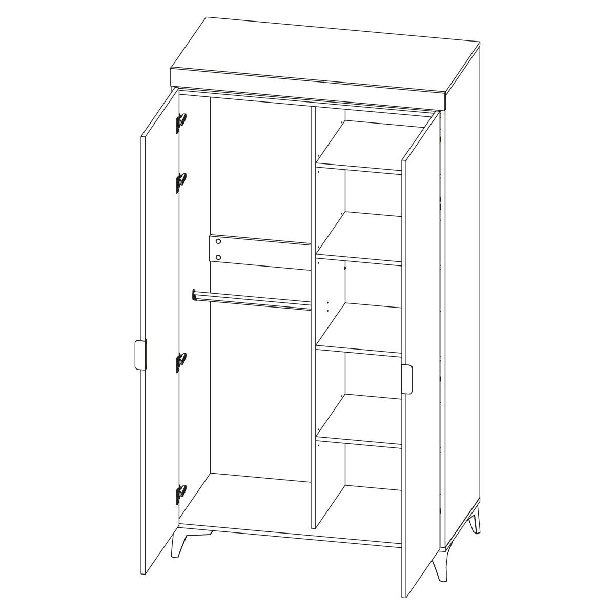 SCHRANK 2 Türen Ruben Holz - Braun, Holzwerkstoff (105/195/55cm) - Petits-meubles