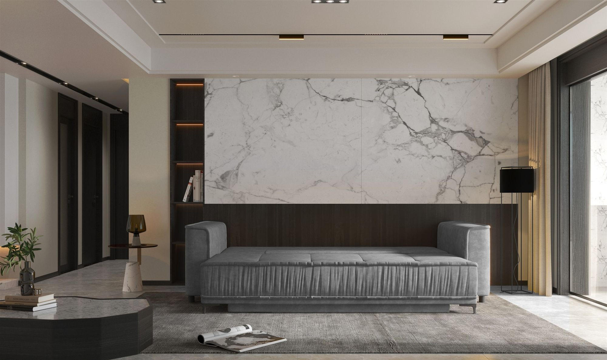 Thumbnail - Fun Möbel Schlafsofa, Schwarz, Textil, 230x86x85 cm, Wohnzimmer, Sofas & Couches, Schlafsofas