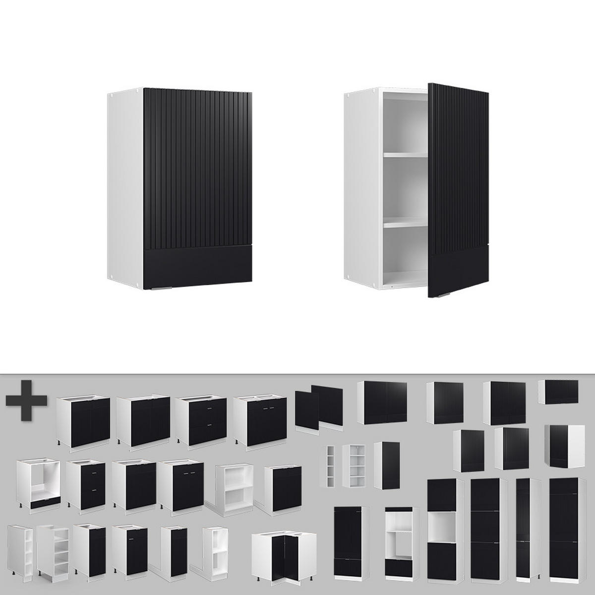 KUCHYŇSKÉ SKŘÍŇKY Fame-Line, černé pruhy, 45 cm - bílá/černá, kompozitní dřevo (45/72/34.1cm) - Vicco