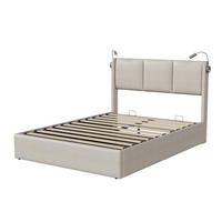 POLSTERBETT 160x200 Beige PU Leselampen Hydraulik - Beige, Metall (160/200cm) - SHOPENTRA