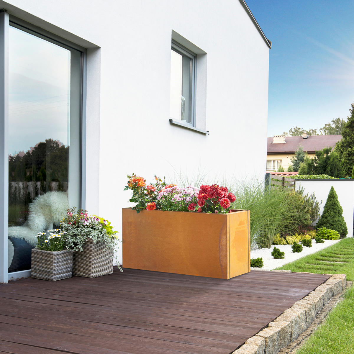 PFLANZKÜBEL Vaargel - Rostfarben, Metall (80/40/30cm) - casa.pro