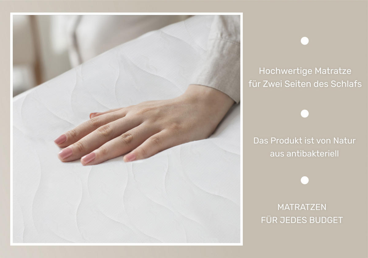TASCHENFEDERKERNMATRATZE Pocket mit KOKOS 100x200cm H3/H4 - Weiß, Textil (100/200cm) - Panda Möbel