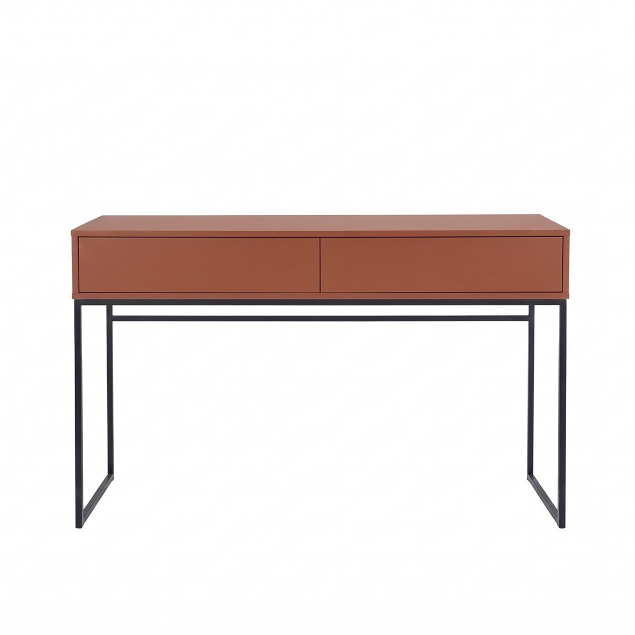 SCHMINKTISCH GENUA D-LUX Terrakotta, Schwarzes Gestell, Grifflos - Rot/Schwarz, Holzwerkstoff/Metall (37/137/83cm) - Bettso