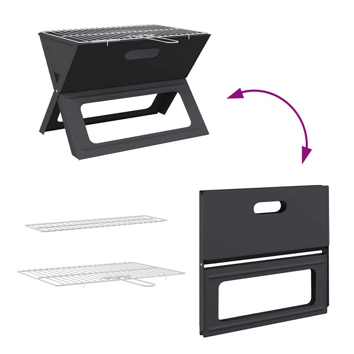 OUTDOOR-GRILL Schwarz 46/31/31 Cm Stahl - Schwarz, Metall (31/31/46cm) - vidaXL