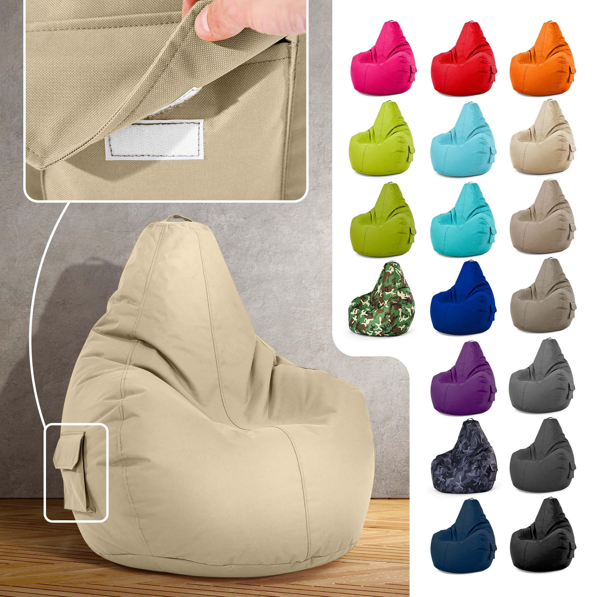 SITZSACK Lounge Chair "Cozy" 80x70x90cm - Beige, Textil (70/90/80cm) - Green Bean