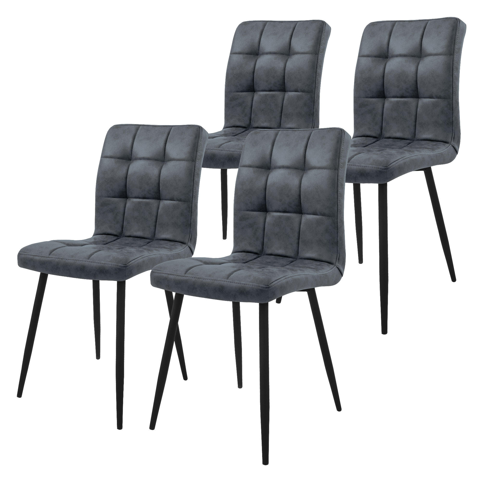 ESSZIMMERSTUHL Anthrazit 4er Set - Dunkelgrau, Metall (41/89/49cm) - ML-DESIGN