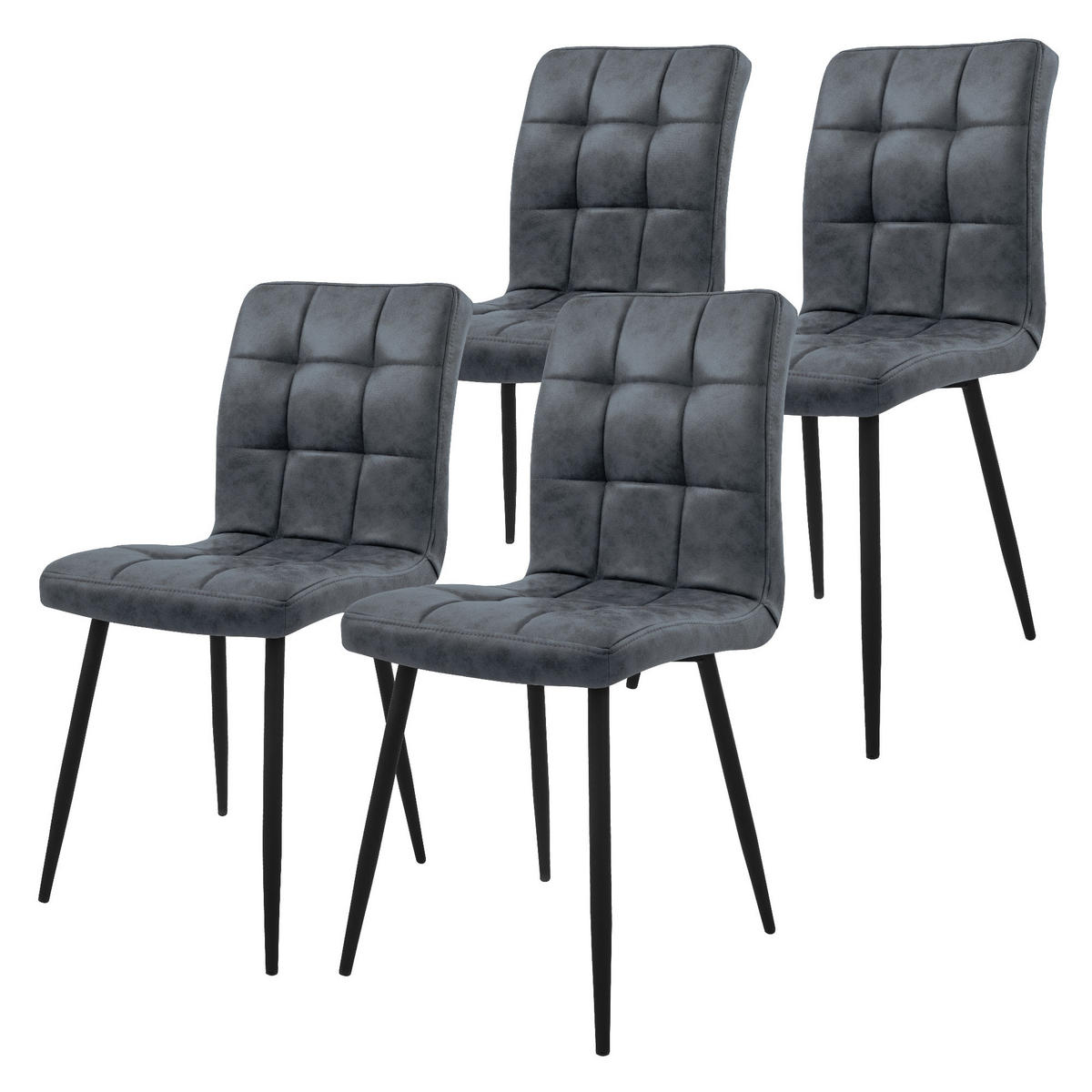 ESSZIMMERSTUHL Anthrazit 4er Set - Dunkelgrau, Metall (41/89/49cm) - ML-DESIGN