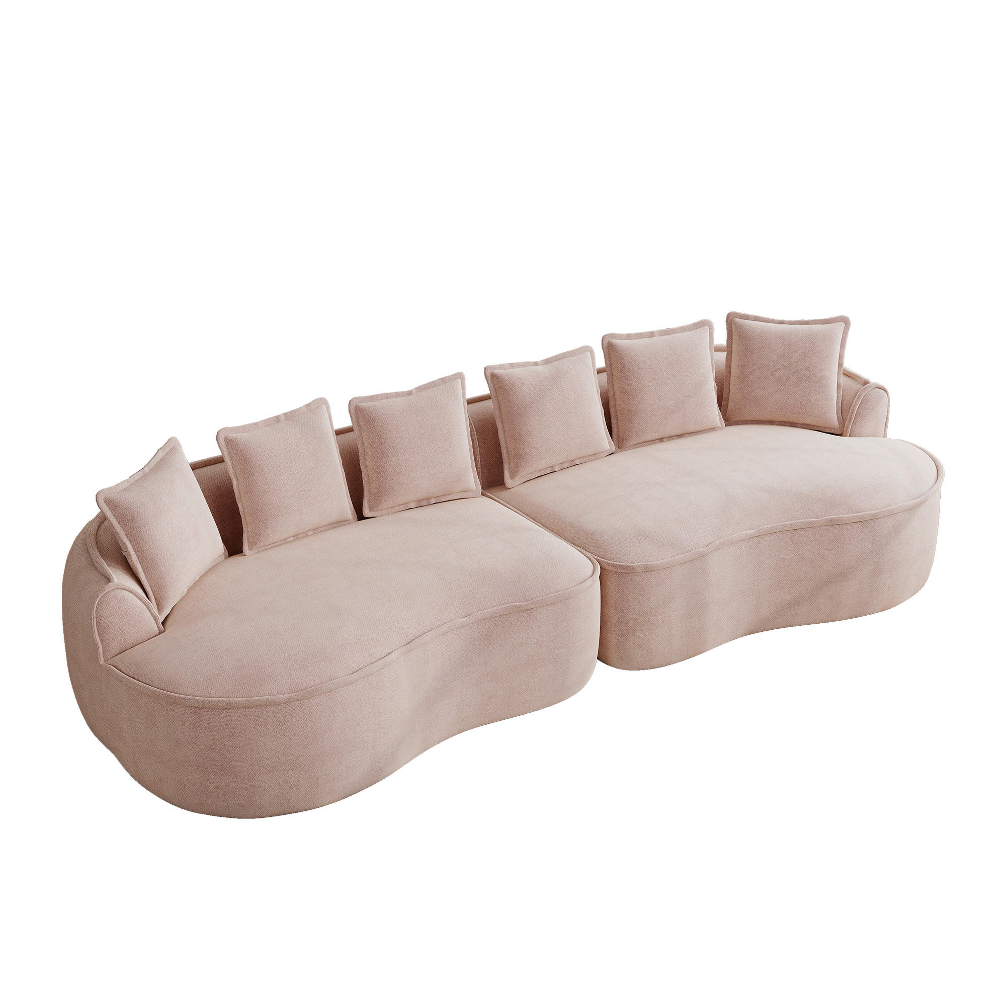 4-SITZER Sofa 320×114×67 cm aus Chenille-Stoff rahmenlos montagefrei, rosa - Rosa, Textil (114/67/320cm)