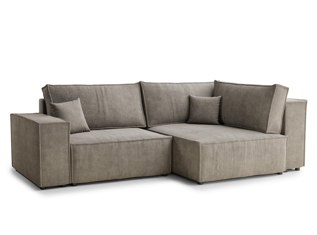 ECKSOFA MIT SCHLAFFUNKTION Tonga Braun Webstoff - Schwarz/Braun, Holz/Holzwerkstoff (255/105cm) - Maison de Reve