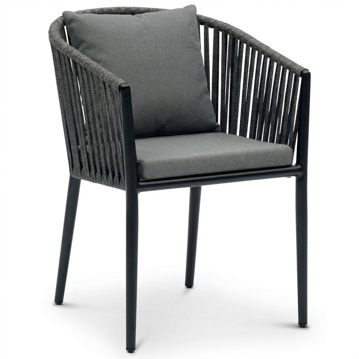 GARTENSTÜHLE ISOLA 6ER-SET - Schwarz/Grau, Textil/Metall (56/78/62cm) - IDIMEX