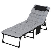 KLAPPLIEGE, 5-stufig neigbare Rückenlehne, Kissen, Auflage, bis 120 kg, Stahl, hellgrau, 58 x 189 x 32,5 cm - Hellgrau, Metall (58/32.5/189cm)