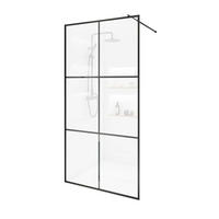 DUSCHABTRENNUNG ESG-Glas BAKI - 160 x 200 xm Schwarz 6 Raster - Schwarz, Glas/Metall (160/200cm) - Home Deluxe