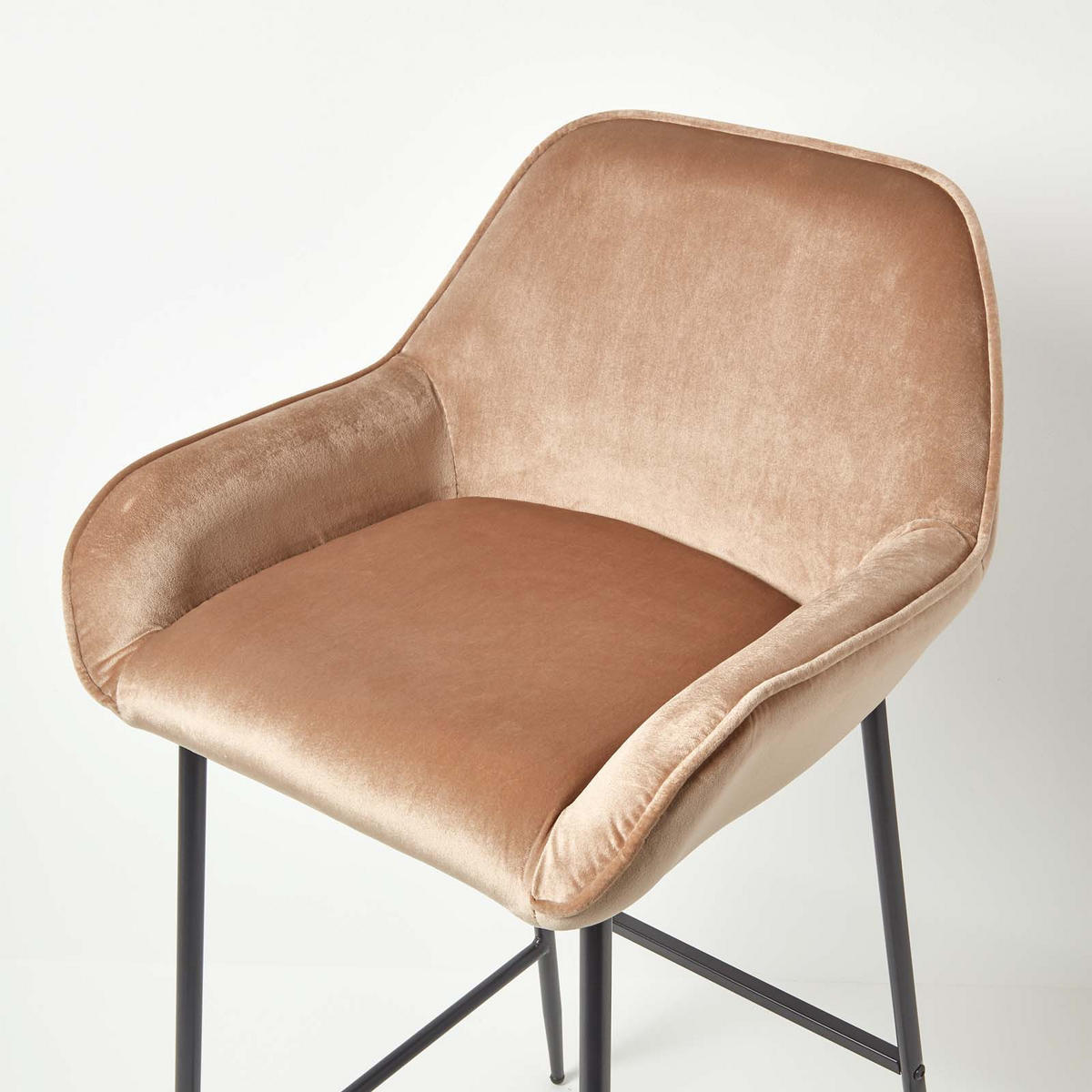 BARSTUHL Eton, Samt mit Rückenlehne - Champagner, Textil (50/103/51cm) - Homescapes