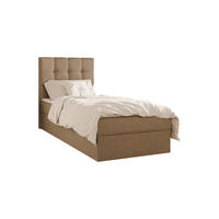 BOXBETT - Bett 05 OSLO - Hugo - 90x200 cm - mit Bettkasten und Waschbarem Topper - Cappuccino, Holz (90/200cm) - ROYAL24_MARKT