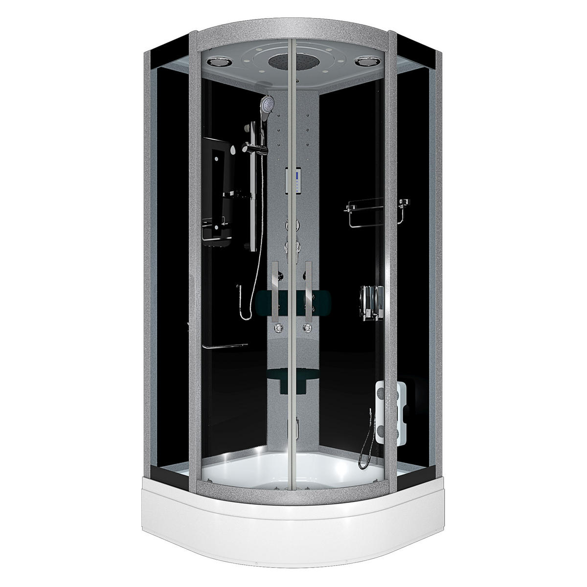 DAMPFDUSCHE Dusche D46-63T2 sw 100x100 - Schwarz, Glas/Kunststoff (100/100/225cm) - AcquaVapore by Sandra Jentho