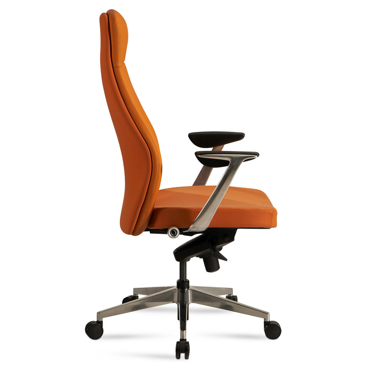 BÜROSTUHL Kunstleder bis 120 kg mit Wippmechanik, Armlehnen und hoher Rückenlehne, Braun 74x74x125 cm - Silberfarben/Braun, Textil/Metall (74/125/74cm) - KADIMA DESIGN