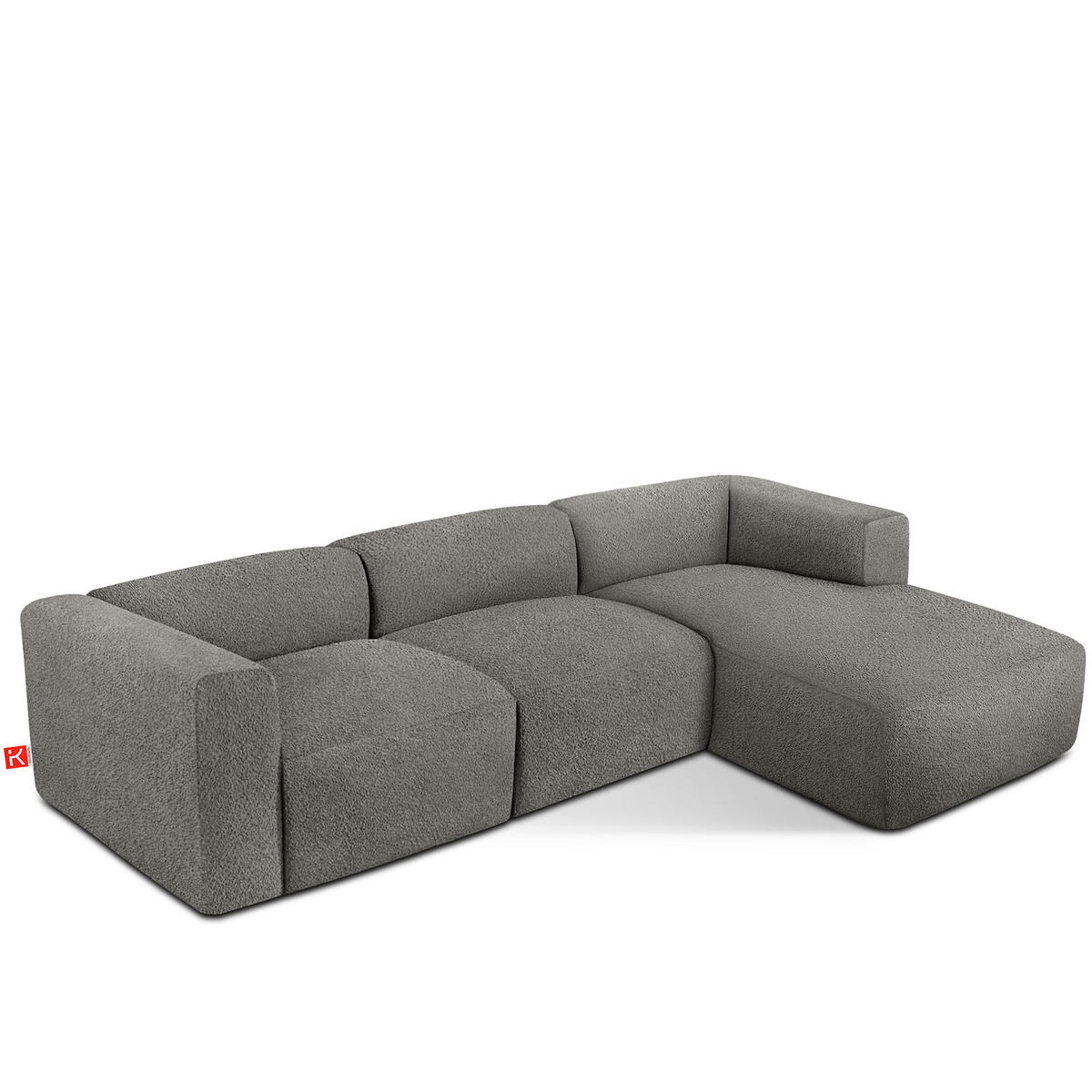 ECKSOFA RECHTS BUFFO, Stahlgrau - Grau, Holz/Holzwerkstoff (285/176cm) - KONSIMO®