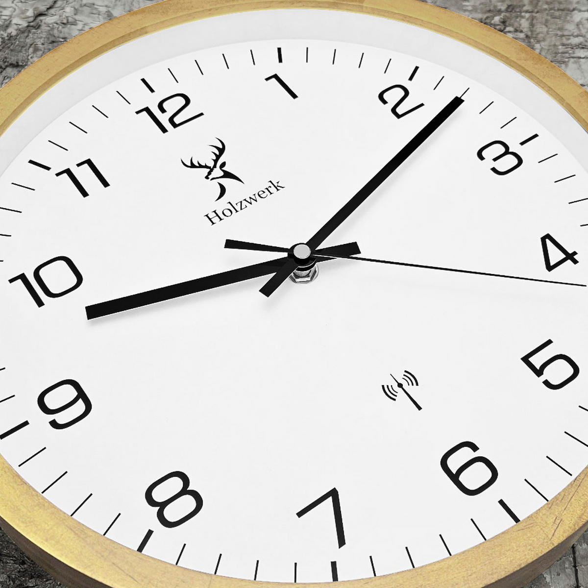 WANDUHR Holz Designer ARNSBURG (FUNK) Loft Wand Uhr, beige, weiß - Beige/Schwarz, Glas/Holz (30/30/4.2cm) - Holzwerk