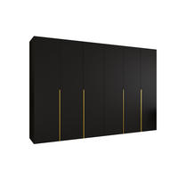 DREHTÜRENSCHRANK 202/300/52 6-türig - Goldfarben/Schwarz, Holz (300/202/52cm) - Abiks Möbel