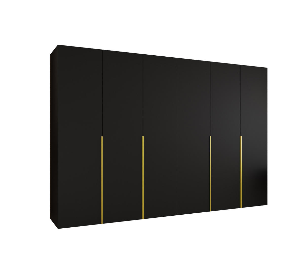 DREHTÜRENSCHRANK 202/300/52 6-türig - Goldfarben/Schwarz, Holz (300/202/52cm) - Abiks Möbel