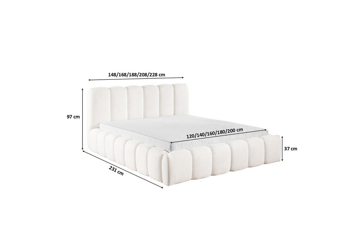 POLSTERBETT Mit Bettkasten, Chenille-Stoff Catch Me, Creme, 140x200 cm, MICANDI - Creme, Holz (140/200cm) - Kaiser Möbel