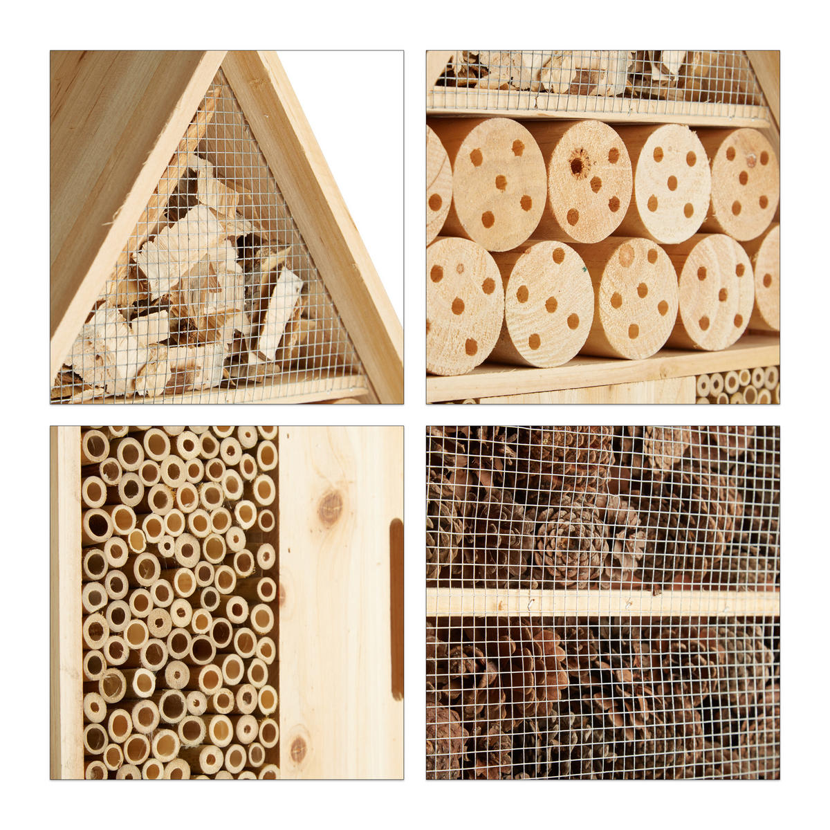 INSEKTENHOTEL - Hellbraun, Holz/Metall (49/79/12cm) - Relaxdays