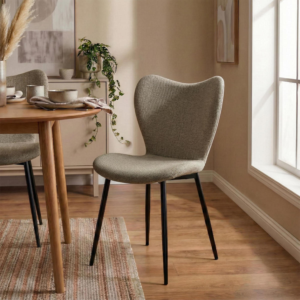 ESSZIMMERSTUHL Stoff Taupe - Taupe/Schwarz, Textil/Metall (50/80/58cm) - CLP