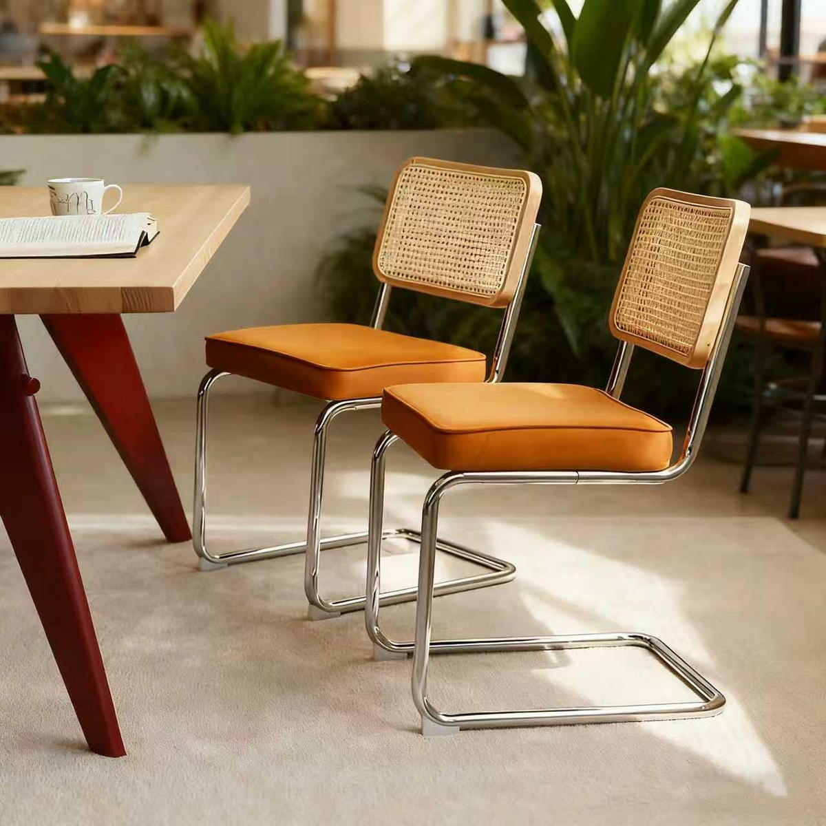 SCHWINGSTUHL DE-36902 2er-Set mit Rattan-Rückenlehne Schwarz - Orange, Metall (46.4/84.6/53cm) - ComfortXL