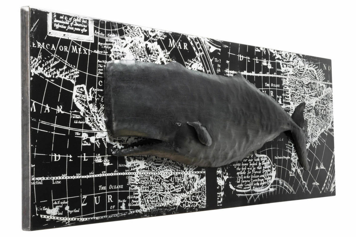 METALLBILD Schwarz 144/44 cm - Schwarz, Metall (144/44cm) - KUNSTLOFT