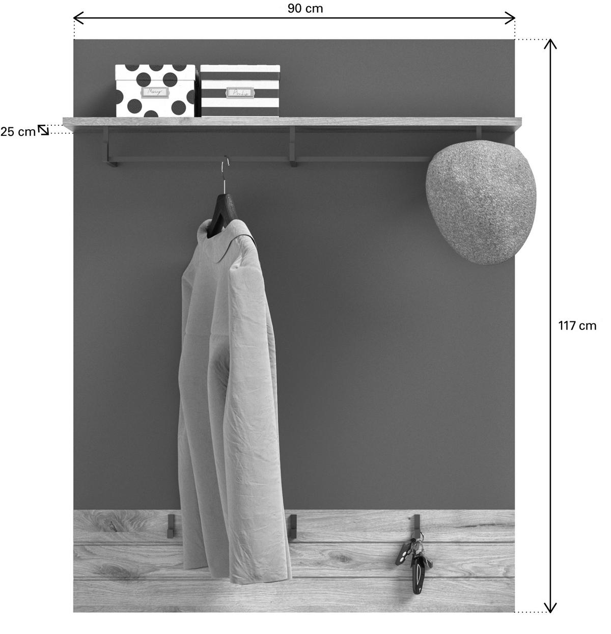 PANEEL MASON (B/H/T: ca. 90/117/25 cm) in Nox Oak Nachbildung/Basalt grau - Eichefarben, Holzwerkstoff (90/117/25cm)