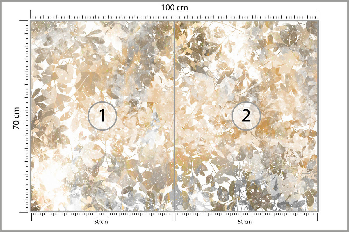 FOTOTAPETE für Wohnzimmer Blätter Abstraktion 100x70 - Beige/Orange, Papier (100/70cm) - Muralo
