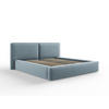 BETT mit Bettkasten und Kopfteil Jodie aus Samt hellblau 180x200cm - Hellblau, Textil (180/200cm) - Micadoni
