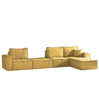 ECKSOFA Sande Xl In Raven - Gelb, Holzwerkstoff/Textil (372/192cm) - Fun Möbel
