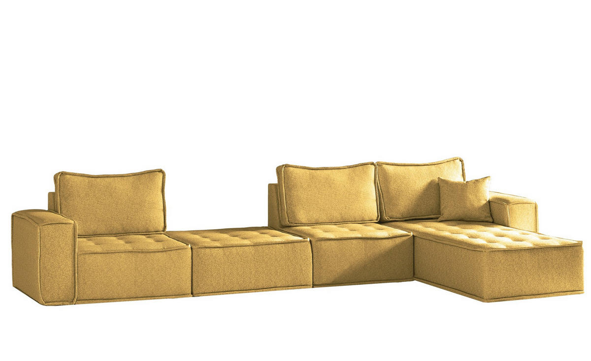 ECKSOFA Sande Xl In Raven - Gelb, Holzwerkstoff/Textil (372/192cm) - Fun Möbel