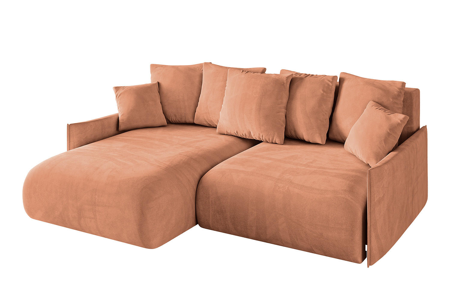 ECKSOFA Ottomane links ONESK-L-v1 216x177x72 Koralle Velours - Koralle, Holzwerkstoff/Kunststoff (216/177cm) - ALTDECOR