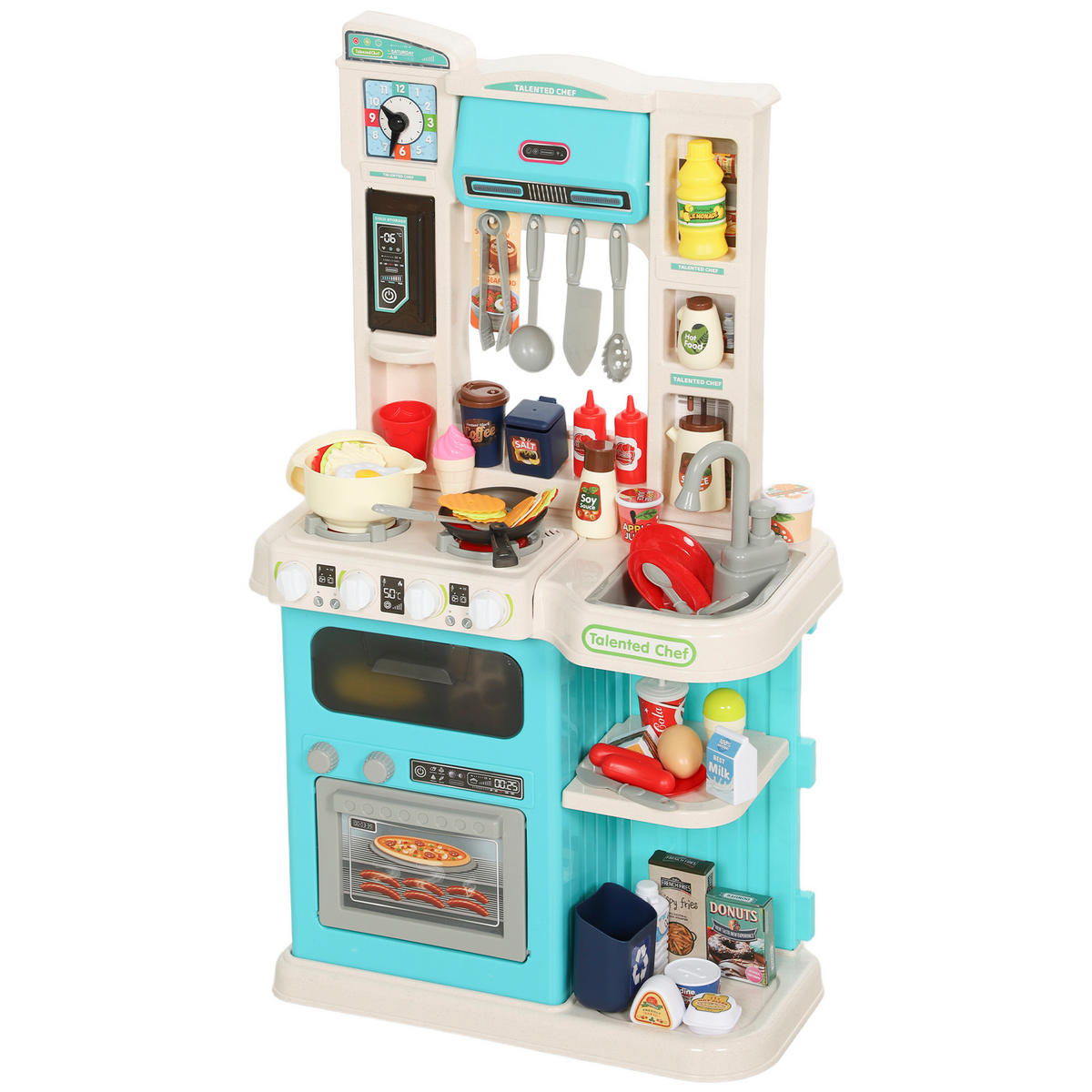 SPIELKÜCHE DE-10381 92-teilig mit Wasserhahn Grün - Grün, Kunststoff (44.5/24/79cm) - ComfortXL