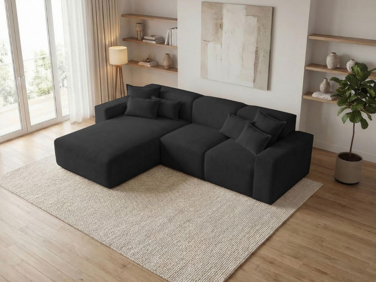 ECKSOFA Leni Schwarz Links - Schwarz, Holz/Textil (265/180cm) - Graingold