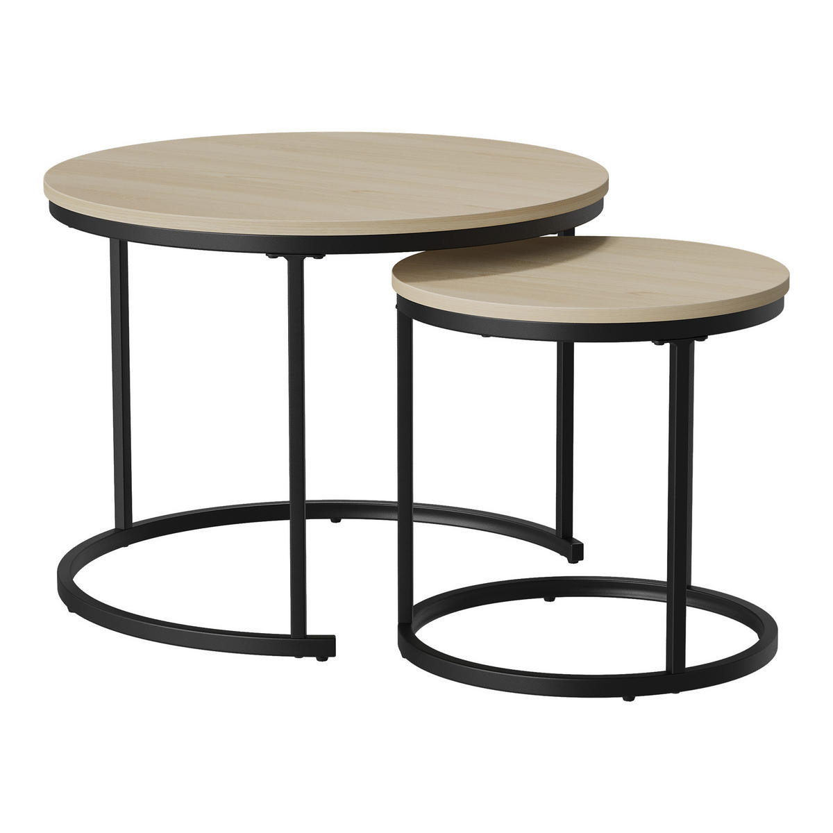 COUCHTISCH-SET DE-37281 60cm 2er-Set rund mit Nesting-Design Eiche - Eichefarben, Holzwerkstoff (60/60/45cm) - ComfortXL