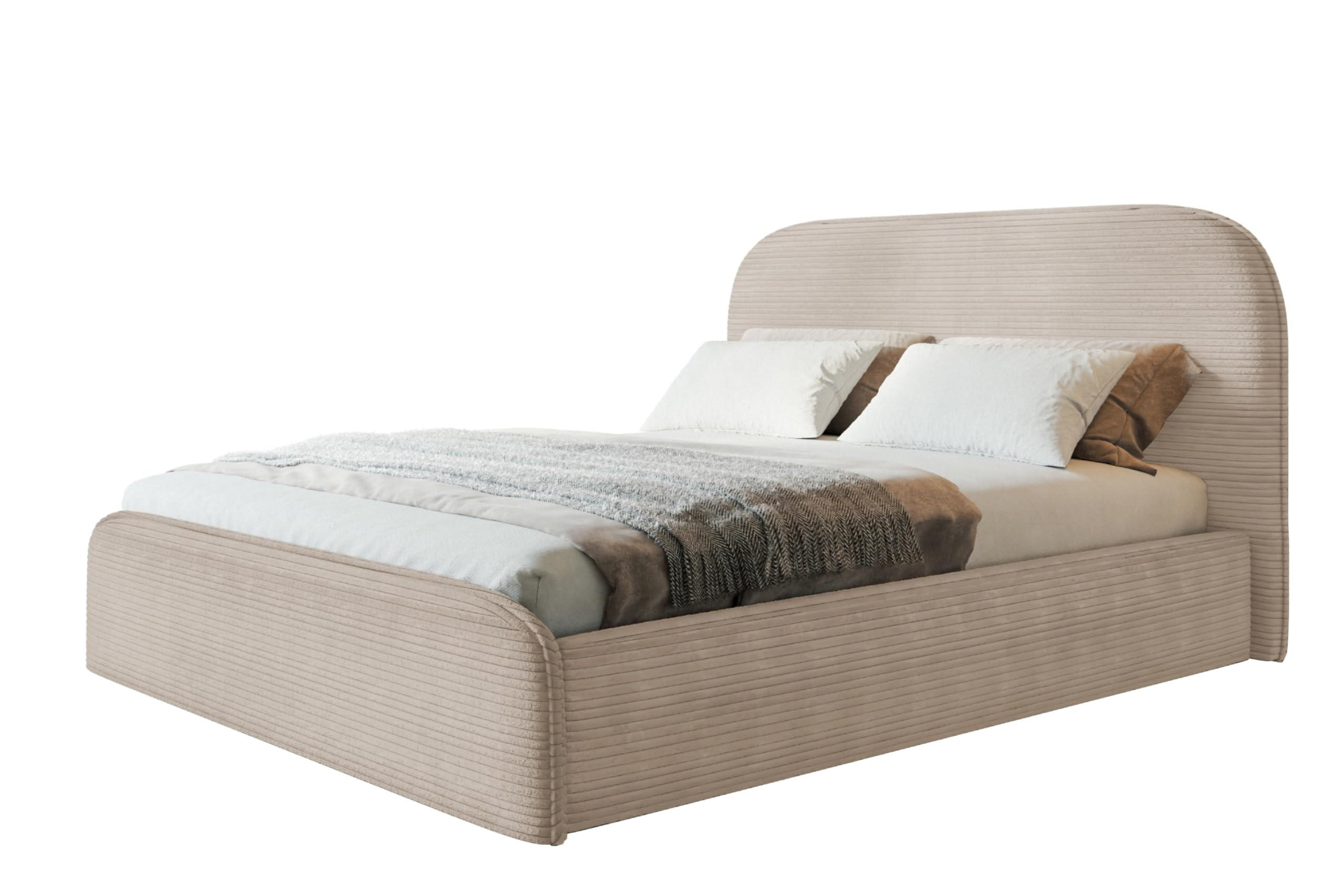 BETT 90x200 - Polsterbett mit Bettkasten und Holzrahmen - Modern Betten - Hochwertiger Poso-Stoff - Kollektion Vienna - Beige - Beige, Holz/Textil (90/200cm) - Alpi-Möbel